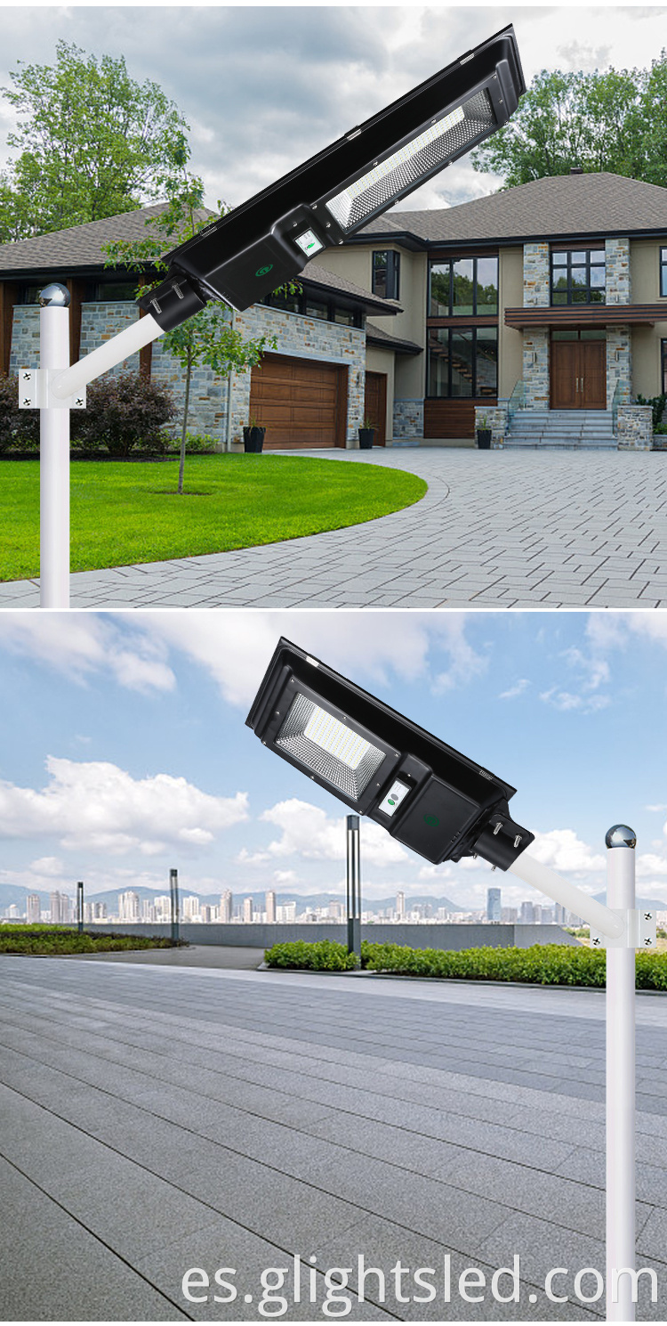 Estampación de hierro impermeable ip65 al aire libre 60100 vatios todo en una farola solar led integrada